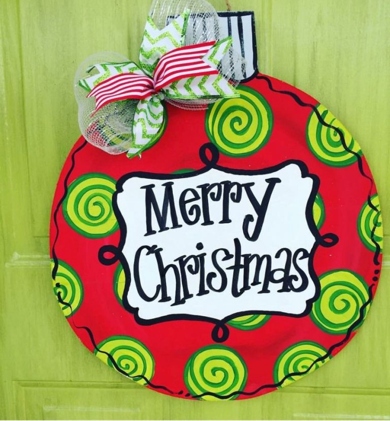 Ball Ornament Swirl Christmas Door Hanger by Southern ADOORnments