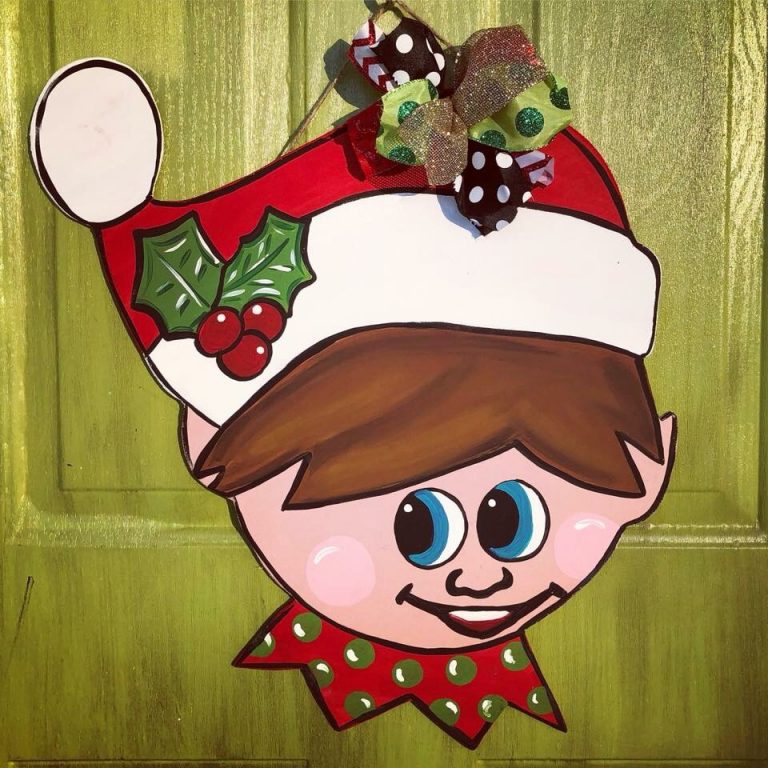 Elf on the Shelf Santa Hat Christmas Door Hanger by Southern ADOORnments