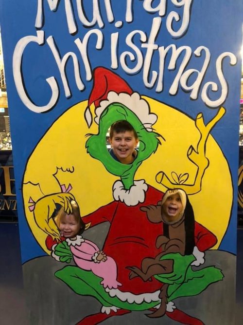 Kids in Grinch Photo Prop Christmas Painted Backdrop by Southern ADOORnments