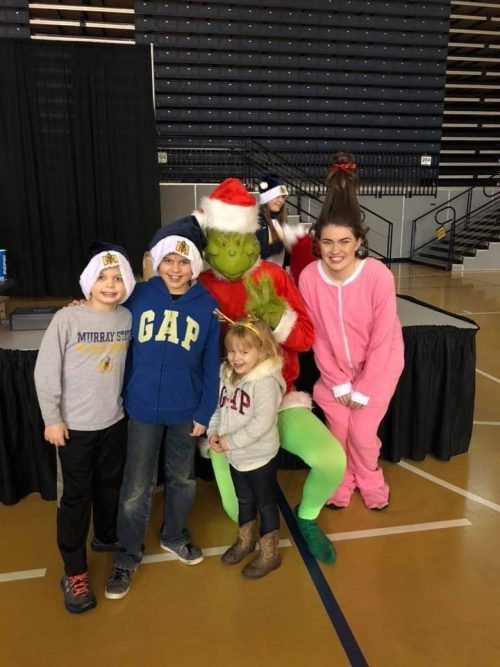 Murray State Basketball Grinch Costume Christmas Painted Backdrop by Southern ADOORnments