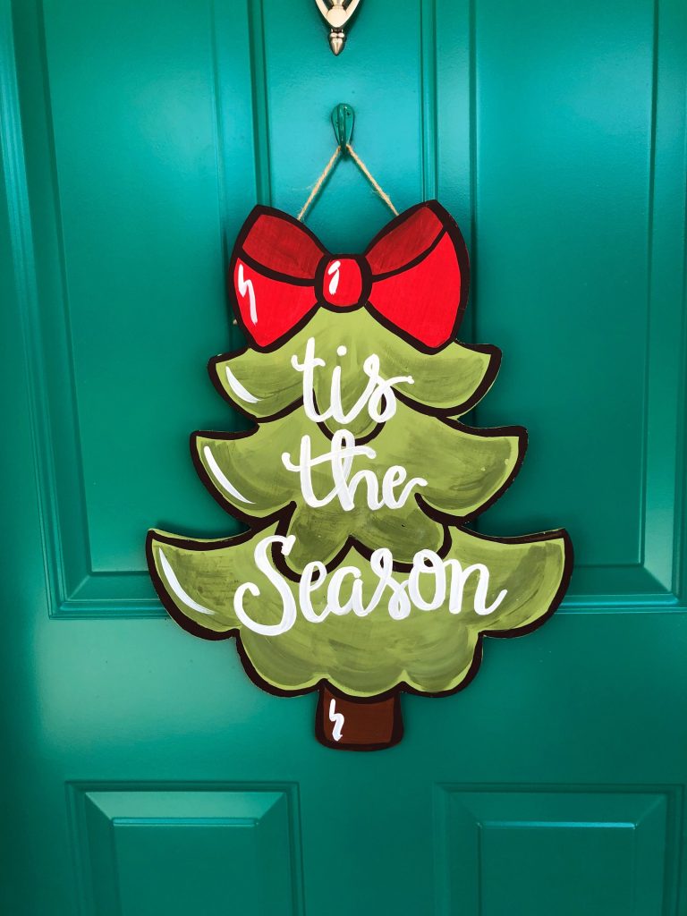 tis the season Christmas door hanger by Southern ADOORnments