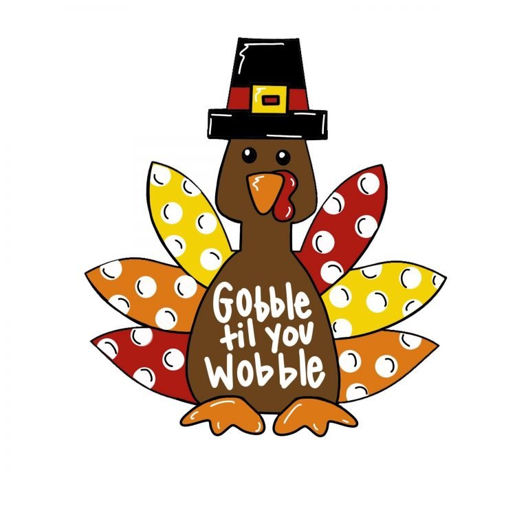 Gobble Til Wobble Pilgrim Turkey Thanksgiving Door Hanger by Southern ADOORnments