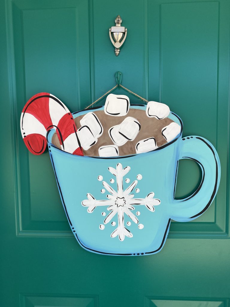 Painted Hot Chocolate Winter Cocoa Painted Door Hanger