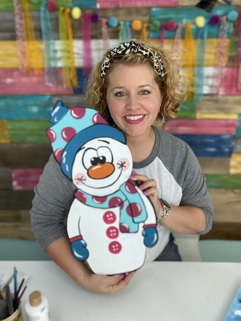 Tamara with Cuddly Snowman Winter DIY Painted Door Hanger