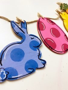 Blue Rabbit Pink Egg on Easter Garland Dollar Tree Painted DIY Craft by Southern ADOORnments