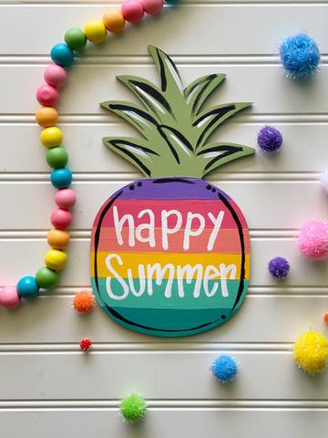 Happy summer painted pineapple
