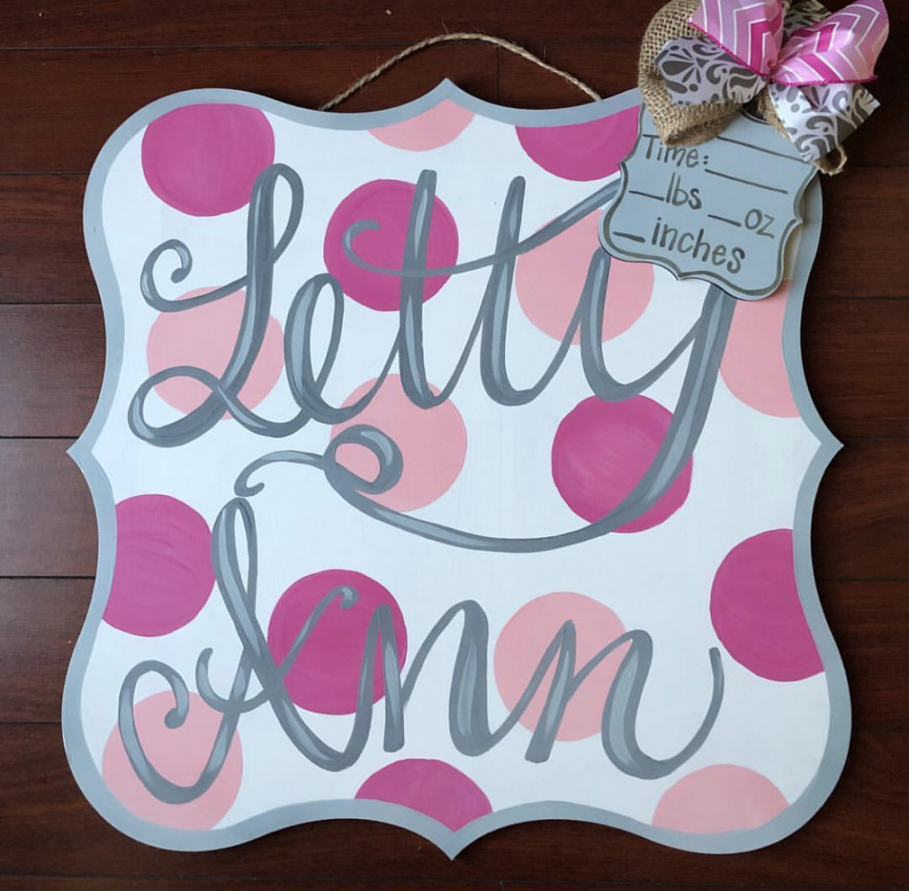 Pink Polka Dots Baby Girl Nursery DIY Painted Wall Sign Tutorial by Southern ADOORnments