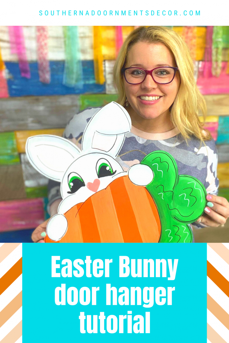 Tamara holding the Easter Bunny Door Hanger