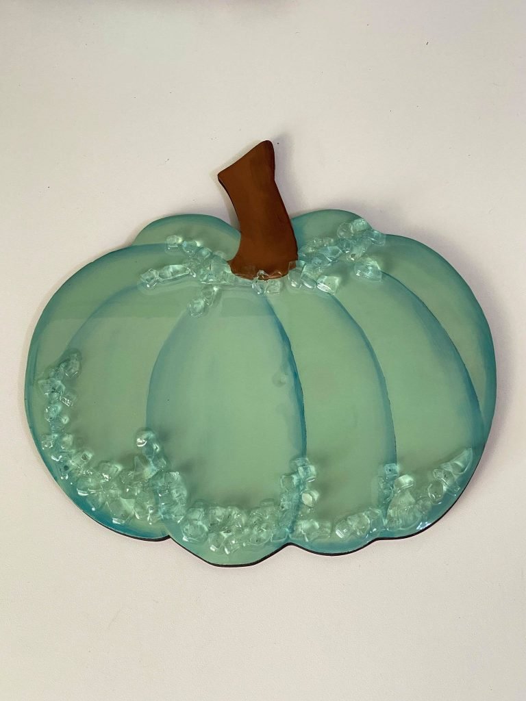 Tamara Bennett painted this pumpkin with crushed glass and resin.