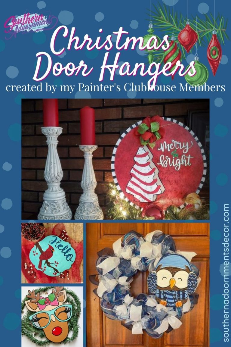 Pinterest image featuring various door hangers