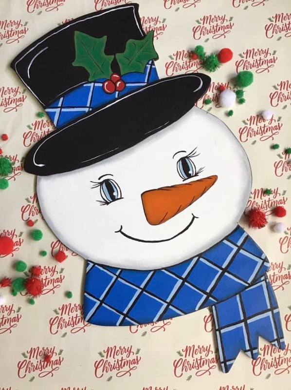 Snowman with scarf and hat on