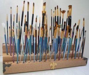 paintbrushes in storage block