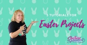 Tamara pointing to Easter Projects Tutorials