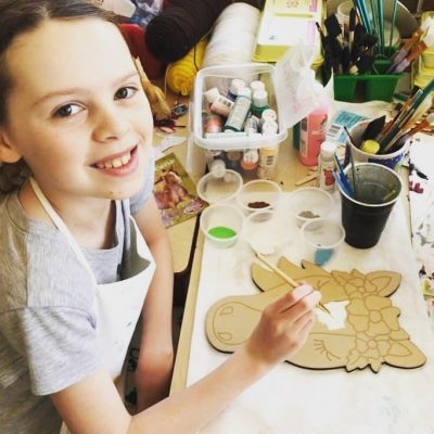 Kids Painting Wooden Floral Horse Sign
