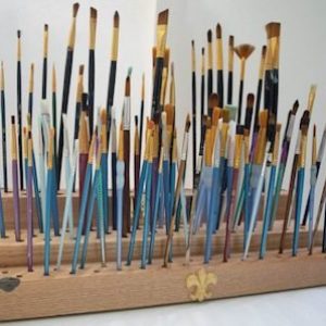 paintbrushes in storage block